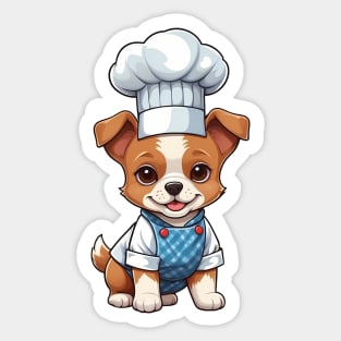 Cute Puppy in Overalls Illustration Sticker